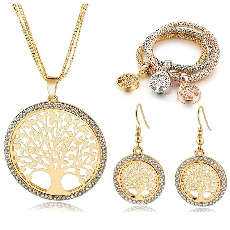 Tree of Life Jewelry Necklace Earrings Sets