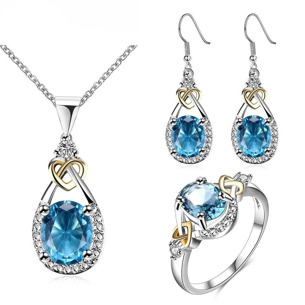 Blue Stone Vintage Bridal Earring And Necklace Sets