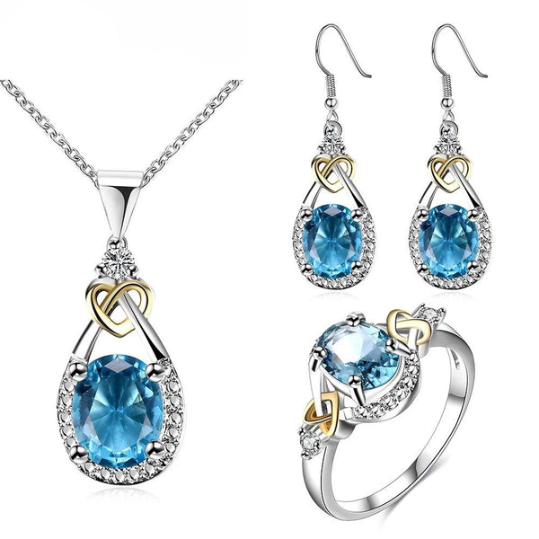 Blue Stone Vintage Bridal Earring And Necklace Sets