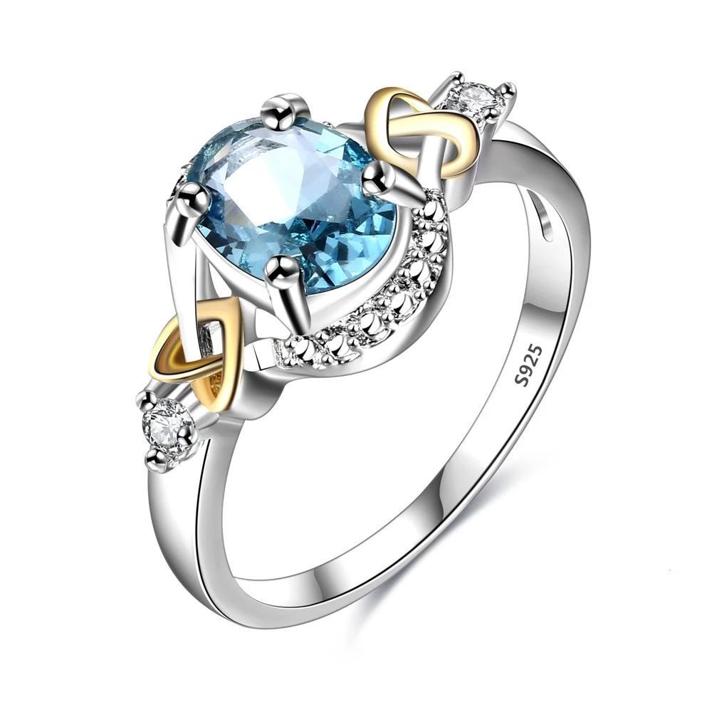 Oval Sky Blue CZ Ring