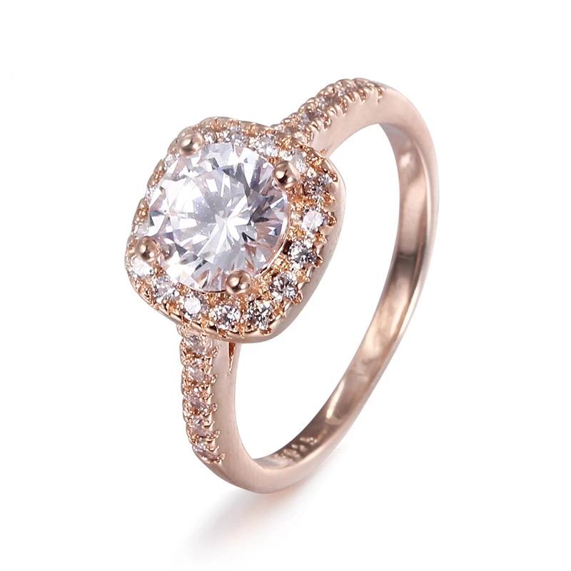 Luxury Rose Gold Color Square Stone Ring