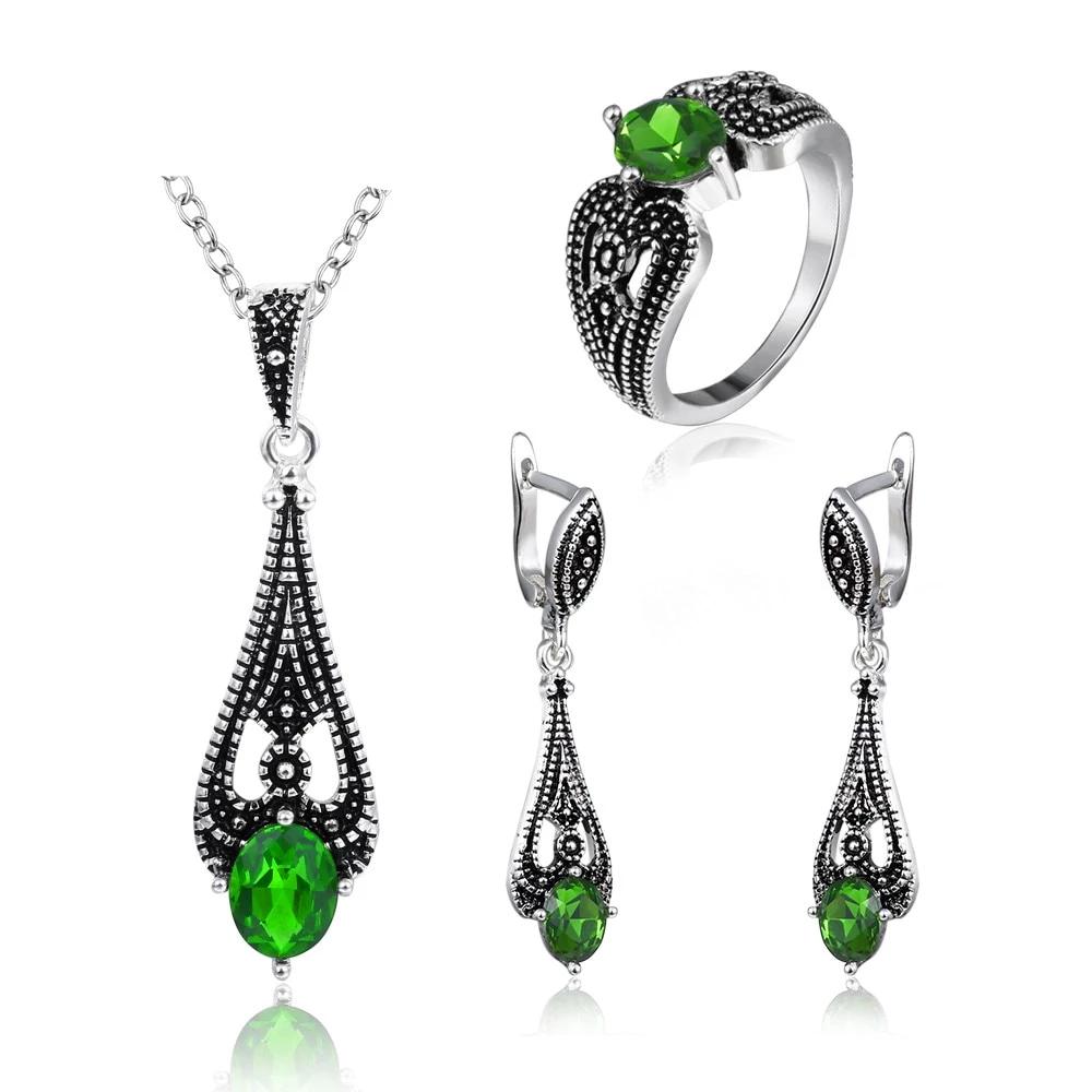 Vintage Green Stone CZ Set