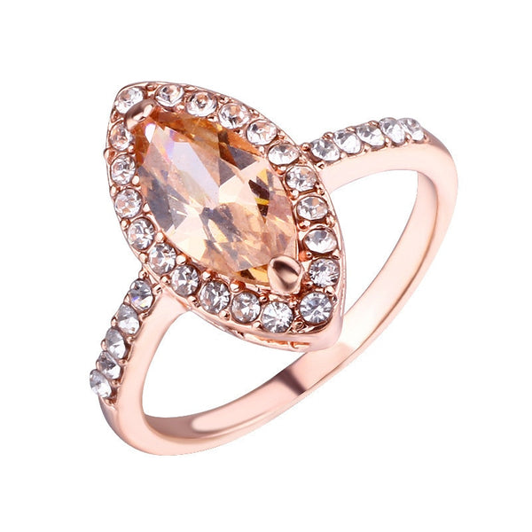 Champagne Cubic Zirconia Egg Shaped Ring