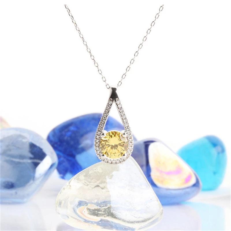 Cubic Zirconia Water Drop Blue/Yellow Stone Accessory