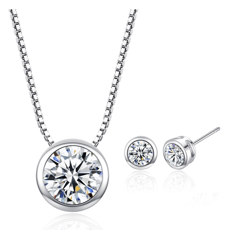 Round Cubic Zirconia Wedding Set