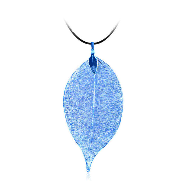Blue True Leaves Leather Rope