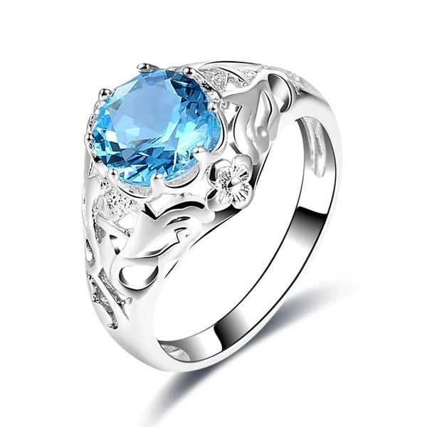 Light Blue Color Luxury Silver Ring