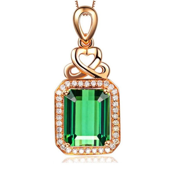 Green Stone Square Cubic Zirconia Pendant