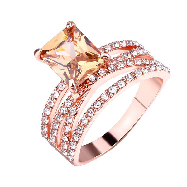 Cubic Zirconia Ring Rose Gold Color Ring