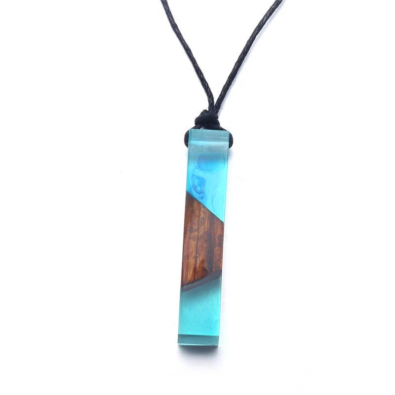 Handmade Blue Solid Wooden Necklace Accessories CCN156b