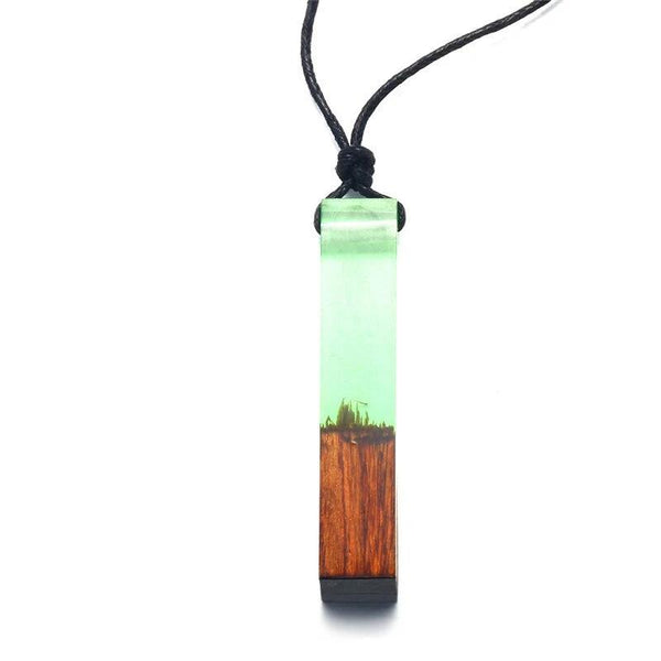 Green Pendants Vintage Wood Handmade Necklaces