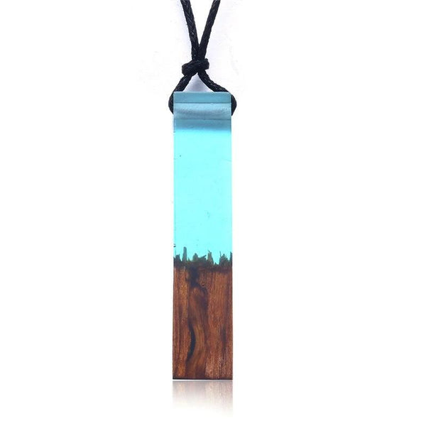 Handmade Blue Wooden Pendant Necklaces