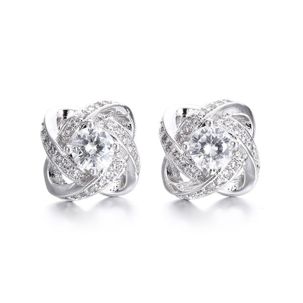 White Gold Color Stud Earrings