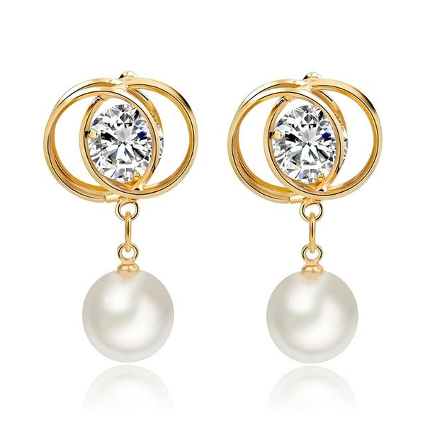 Round Simulated Pearl Earrings