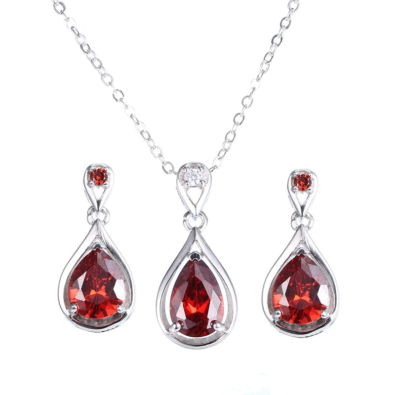 Luxury Water Drop Red Stone Necklace