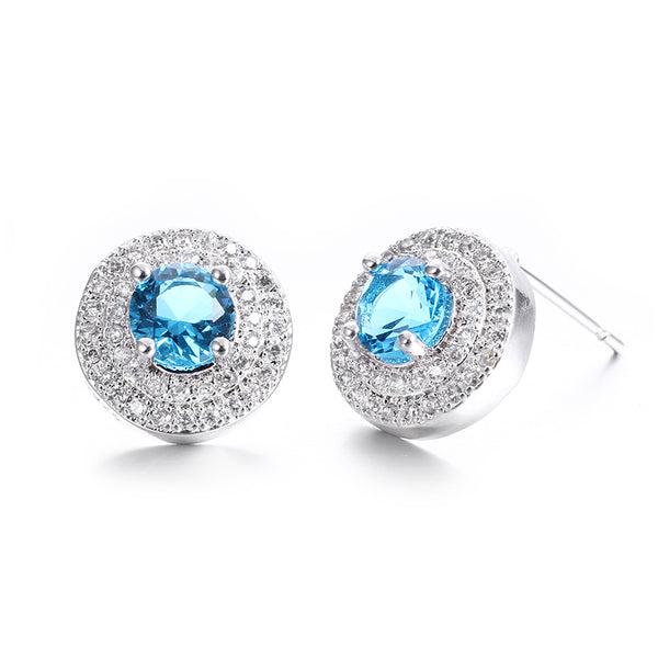 Blue Cubic Zirconia Earrings