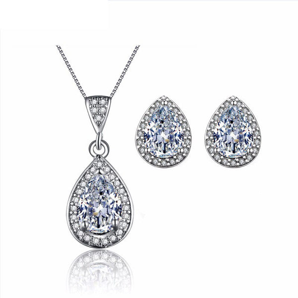 Water Drop CZ Wedding Jewelry Set