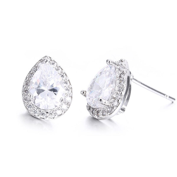 White Gold Color Stud Earrings